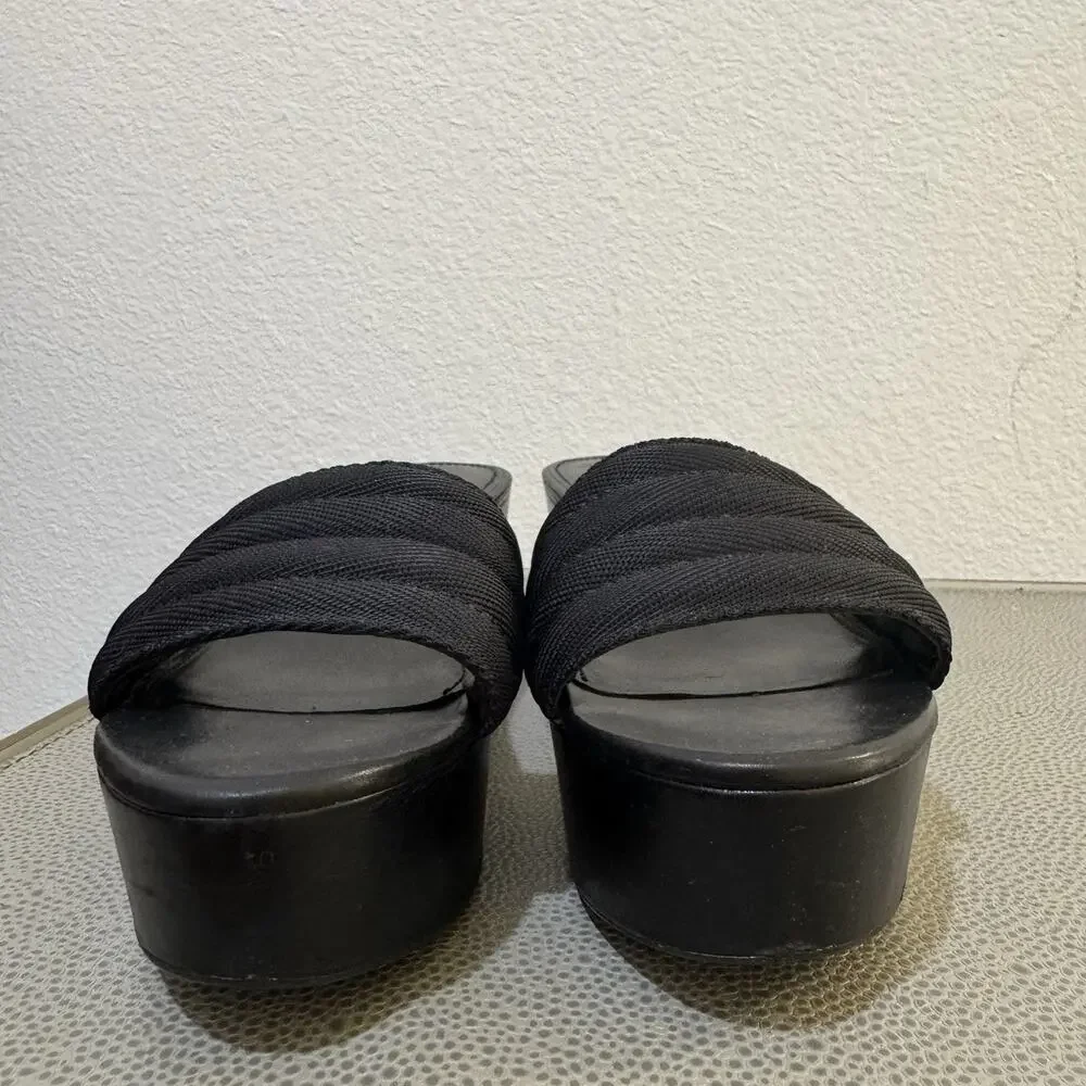 PRADA Logo Black Platform Slide Sandals Size 38.5 Y2K Vintage